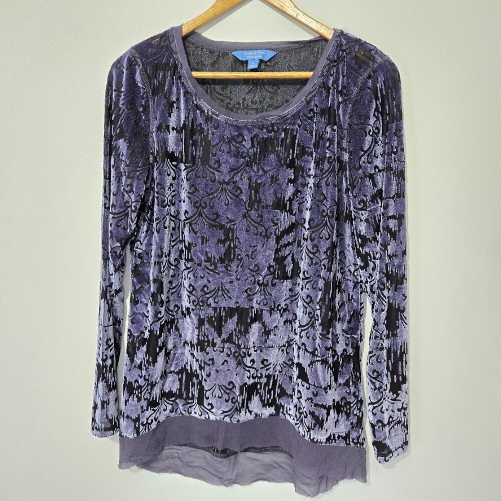 Simply Vera Wang Whimsigoth Velvet Burnout Top Size M Purple Fairy Grunge